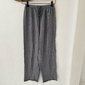 Vintage InModa Frayed Ankle Pull On Drawstring Ditsy Floral Wide Leg Pants